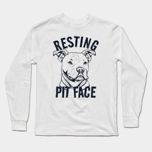 resting pit face - fun pitbull Long Sleeve T-Shirt